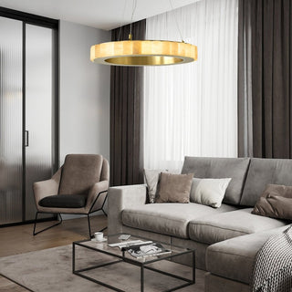 Orion Lustre Double Anneau en Albâtre