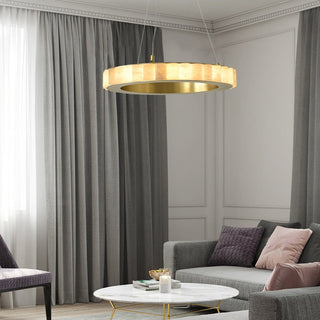 Orion Lustre Double Anneau en Albâtre