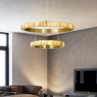 Orion Lustre Double Anneau en Albâtre