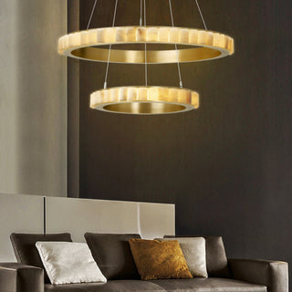 Orion Lustre Double Anneau en Albâtre