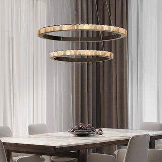 Orion Lustre Double Anneau en Albâtre