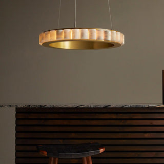 Orion Lustre Double Anneau en Albâtre