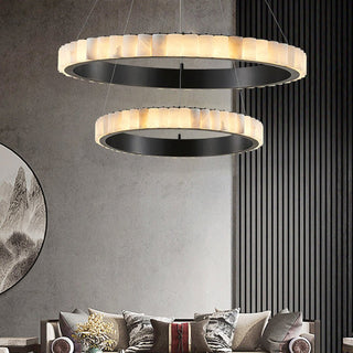 Orion Lustre Double Anneau en Albâtre