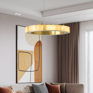 Orion Lustre Double Anneau en Albâtre