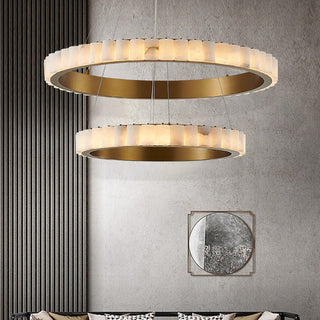 Orion Lustre Double Anneau en Albâtre