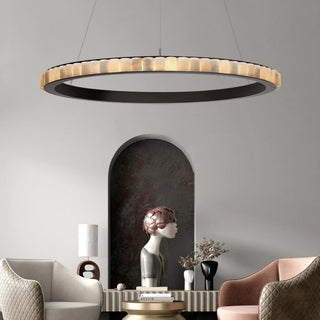 Orion Lustre Double Anneau en Albâtre