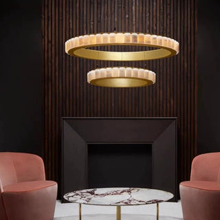 Orion Lustre Double Anneau en Albâtre