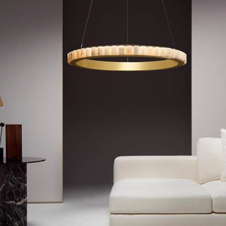 Orion Lustre Double Anneau en Albâtre