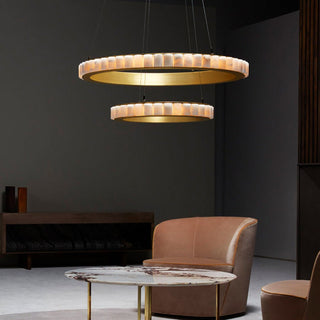Orion Lustre Double Anneau en Albâtre