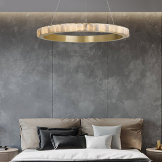 Orion Lustre Double Anneau en Albâtre