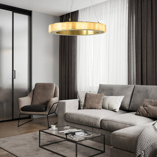 Orion Lustre Double Anneau en Albâtre