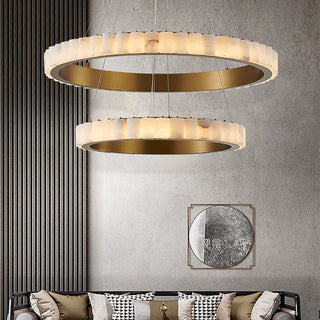 Orion Lustre Double Anneau en Albâtre