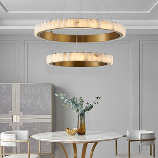 Orion Lustre Double Anneau en Albâtre