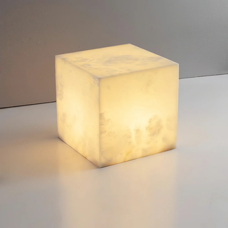Alabaster Cube Table Lamp-Neutral Decor