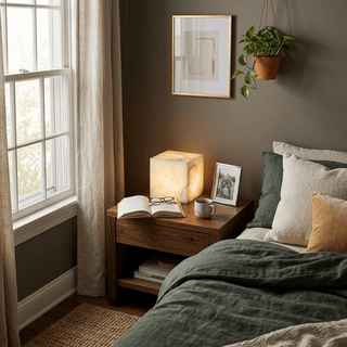 Alabaster Cube Table Lamp-Neutral Decor