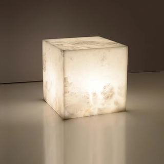 Alabaster Cube Table Lamp-Neutral Decor