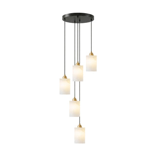 Alabaster Cylinder Cluster Chandelier-Neutral Decor