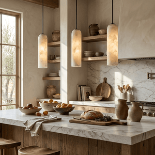 Alabaster Cylinder Pendant Light-Neutral Decor