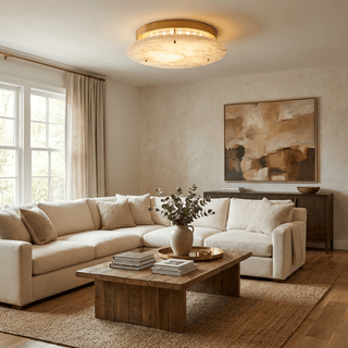 Alabaster Disc Ceiling Lamp-Neutral Decor