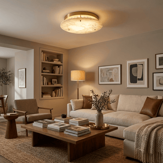 Alabaster Disc Ceiling Lamp-Neutral Decor
