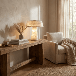Alabaster Layered Table Lamp-Neutral Decor