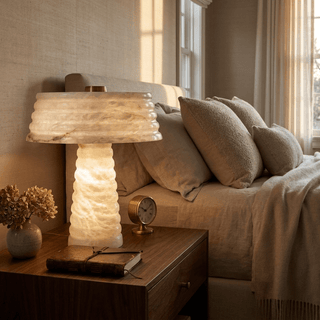 Alabaster Layered Table Lamp-Neutral Decor