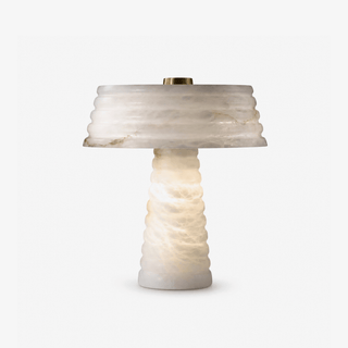 Alabaster Layered Table Lamp-Neutral Decor