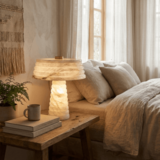 Alabaster Layered Table Lamp-Neutral Decor