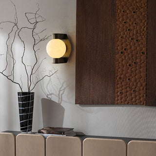 Alabaster Orb Alabaster Sconce-Neutral Decor