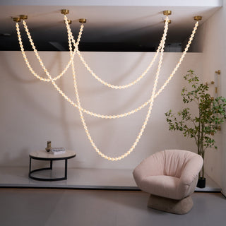 Grempt Lustre Albâtre à Collier de Perles