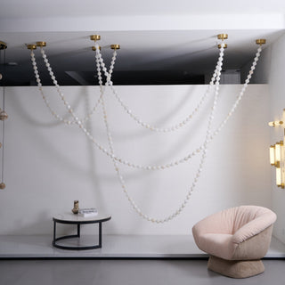 Grempt Lustre Albâtre à Collier de Perles