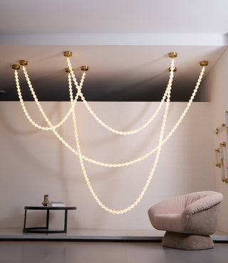 Grempt Lustre Albâtre à Collier de Perles