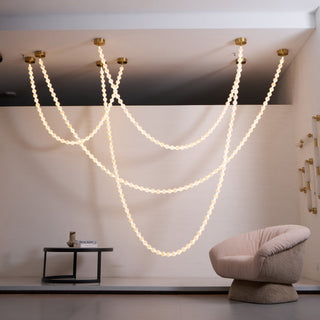 Grempt Lustre Albâtre à Collier de Perles