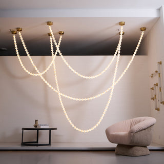 Grempt Lustre Albâtre à Collier de Perles