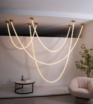 Grempt Lustre Albâtre à Collier de Perles