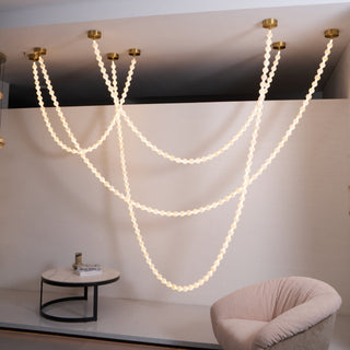 Grempt Lustre Albâtre à Collier de Perles