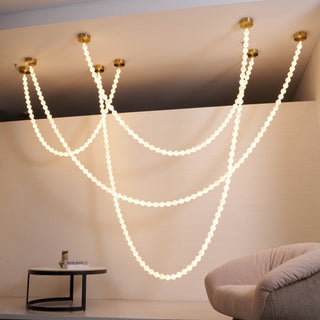Grempt Lustre Albâtre à Collier de Perles