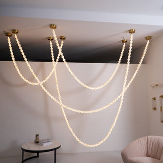 Grempt Lustre Albâtre à Collier de Perles