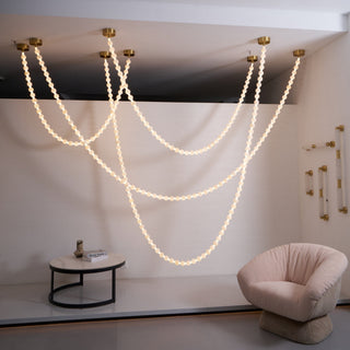 Grempt Lustre Albâtre à Collier de Perles