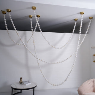 Grempt Lustre Albâtre à Collier de Perles