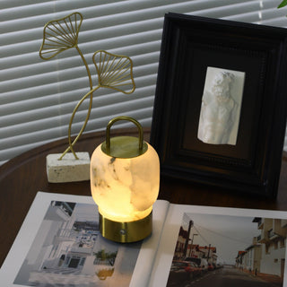 Alabaster Portable Rechargeable Table Lamp-Neutral Decor