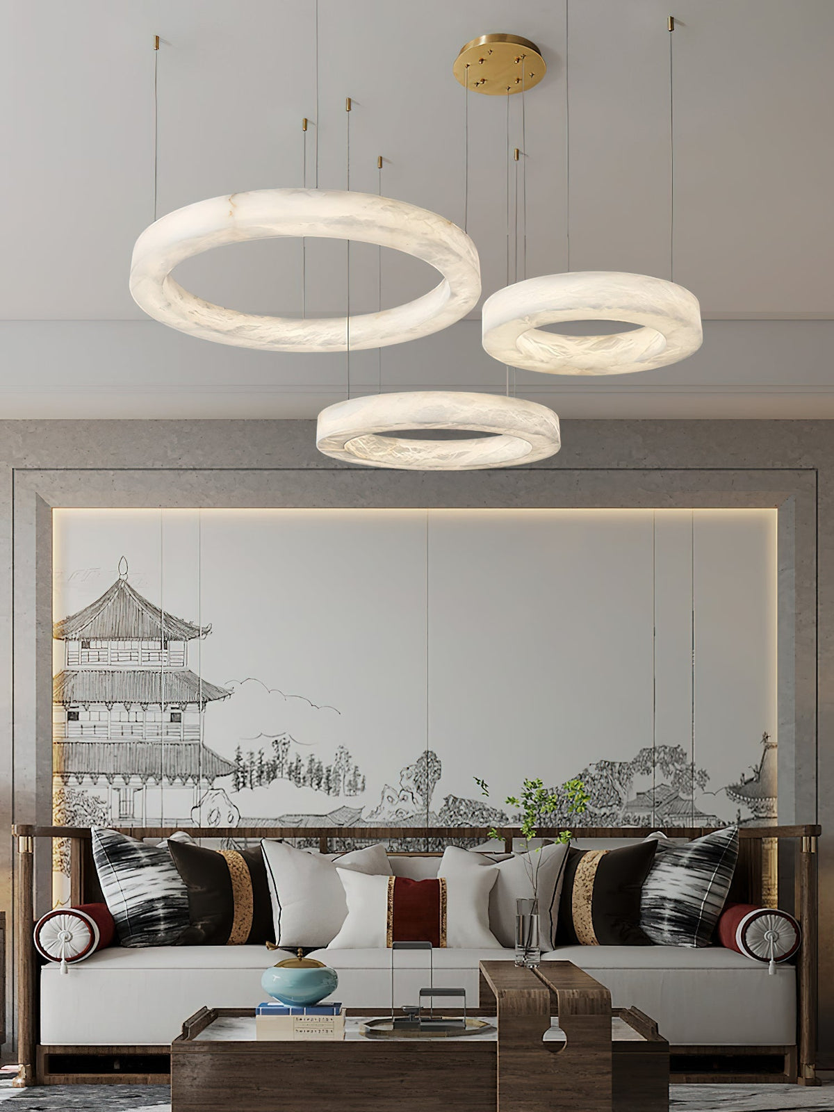 Plotuvyn Lustre Anneau Albâtre Luxe Salon
