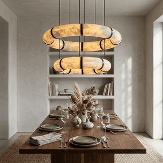 Alabaster Torus Ring Chandelier-Neutral Decor