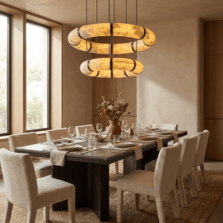 Alabaster Torus Ring Chandelier-Neutral Decor