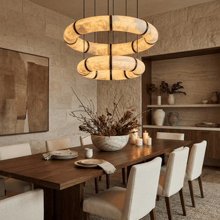 Alabaster Torus Ring Chandelier-Neutral Decor