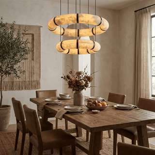Alabaster Torus Ring Chandelier-Neutral Decor