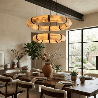 Alabaster Torus Ring Chandelier-Neutral Decor