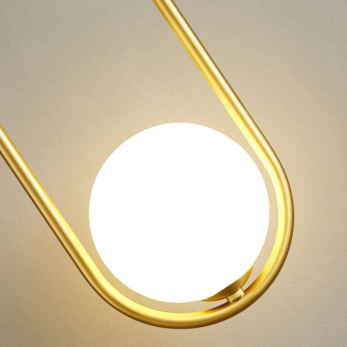 Wall Lamp with Brass Loop Frame and Glass Globe-Neutral Decor