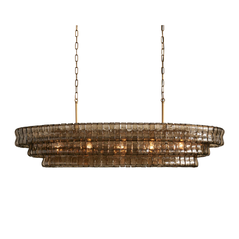 Front view of the Albano Glass Chandelier in a gold finish.