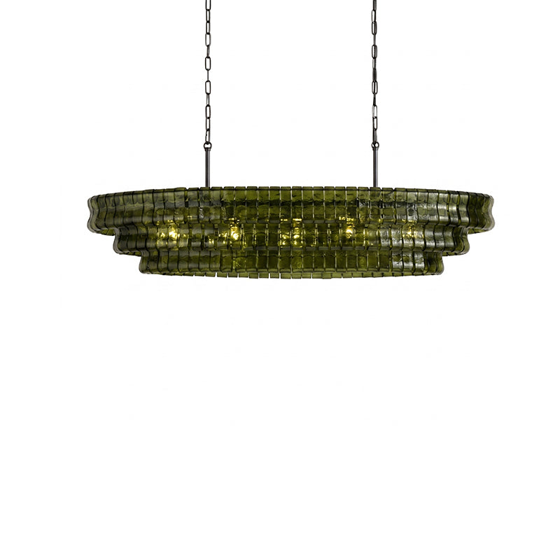 Detail of the light reflecting through the textured glass.